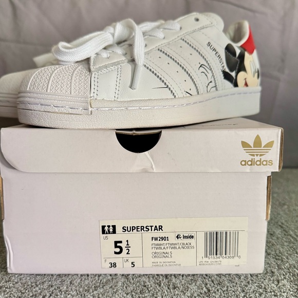 Adidas Disney Superstar White Sneakers with Red and Yellow Accents - Picture 4 of 8